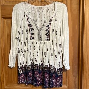 Women’s Vintage America Blues Boho Top Embroidered Embellishment on Top Size XL